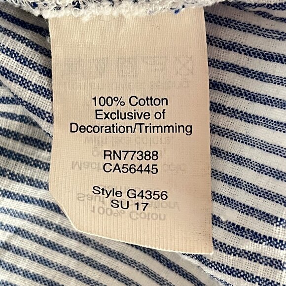 Madewell Striped Embroidered Top Size Med Blouse Boho Chic Peasant Cottagecore - Picture 6 of 7